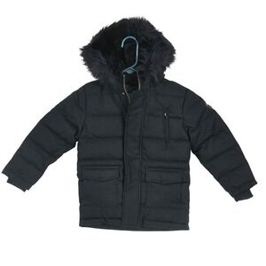 NWT T. O. Collection Patch Pocket Puffer Coat Navy Kids Size 5 Winter Jacket